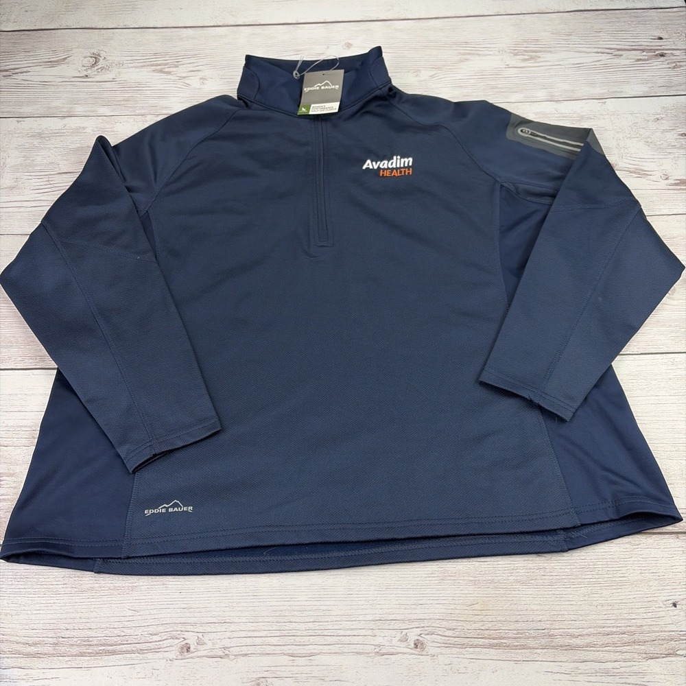 New Eddie Bauer Women's 4XL Performance Fleece 1/2 Zip Jacket Dark Blue Logo